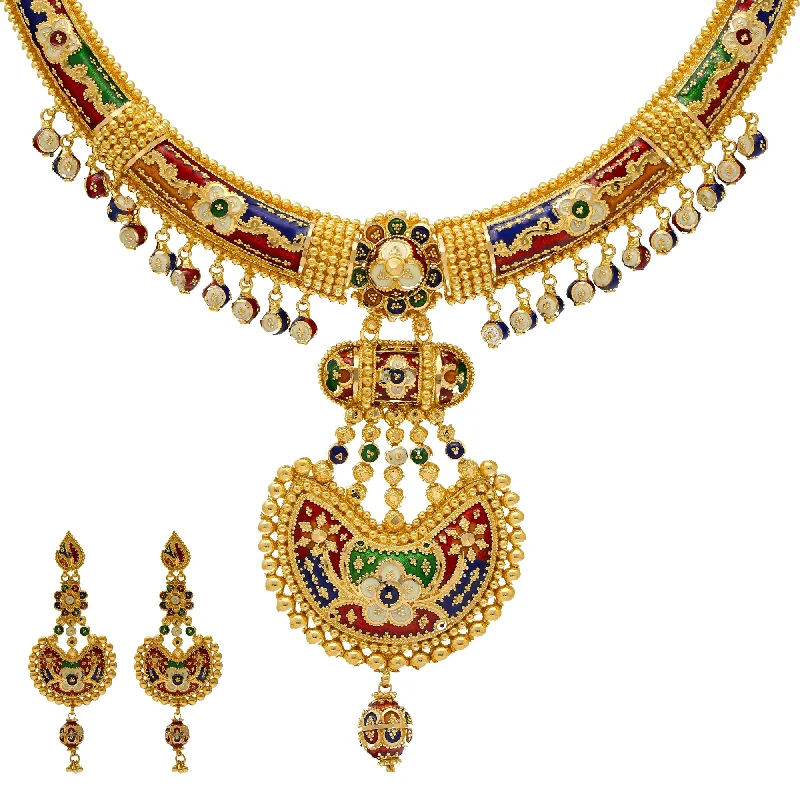 silver wedding band with engraving 22K Gold Meenakari Jewelry Set (87.8gm)
