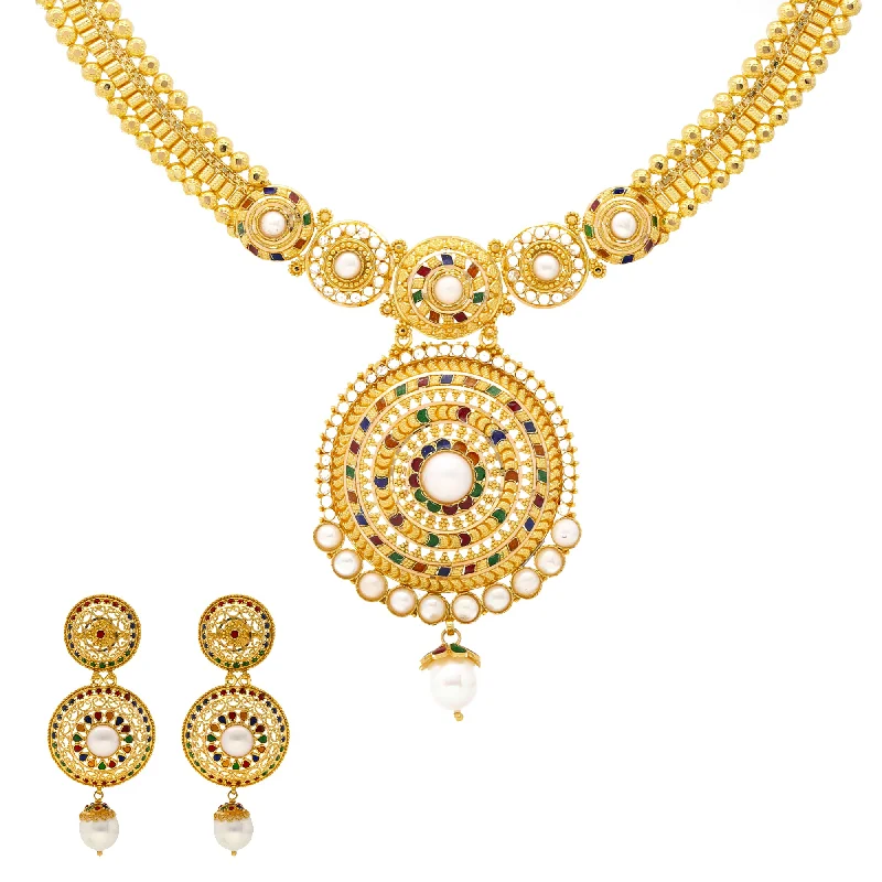 vintage rose gold engagement ring 22K Gold Meenakari & Pearl Jewelry Set (72.6gm)