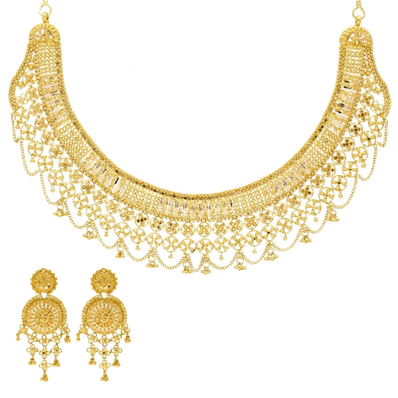 personalized name ring 22K Yellow Gold Beaded Filigree Jewelry Set (62.9gm)
