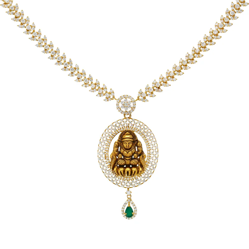 handmade clay bead earrings 22K Yellow Gold, Emerald & CZ Temple Necklace (32.5gm)
