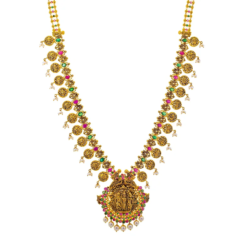 handmade beaded stretch bracelet 22K Yellow Gold & Gemstone Ram Parivar Necklace (106.4gm)