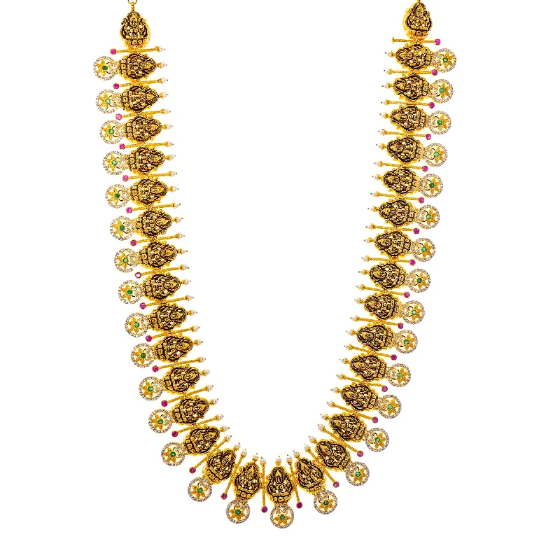 minimalist birthstone bangle 22K Yellow Gold & Gemstone Temple Necklace (110.2gm)