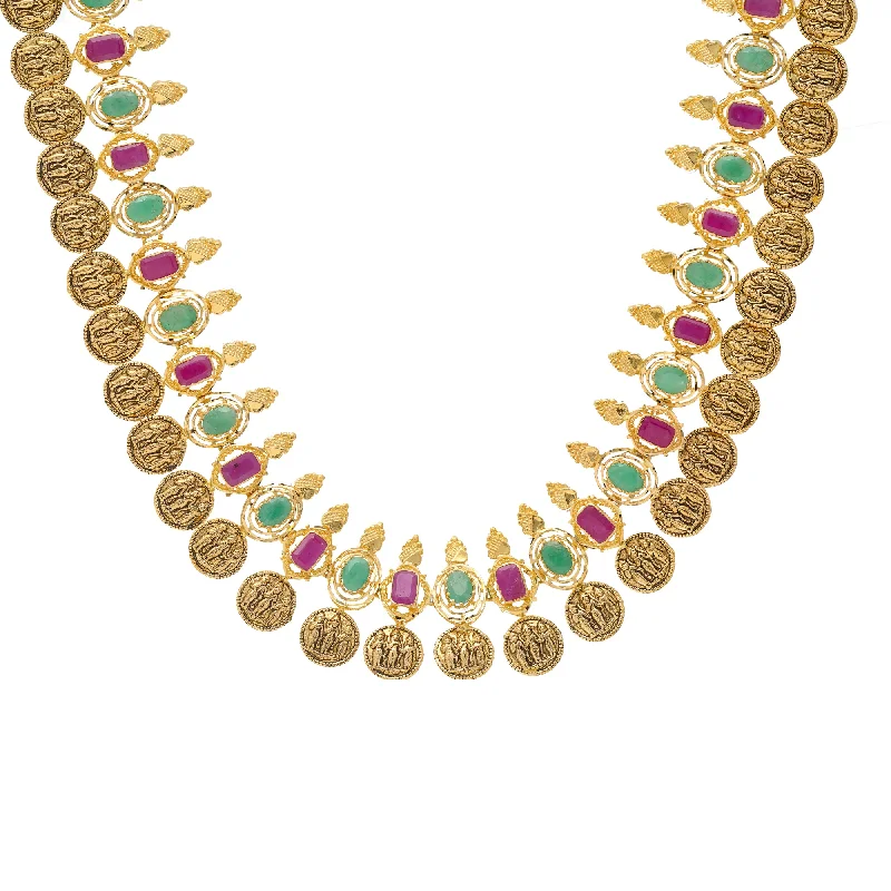 minimalist moonstone bracelet 22K Yellow Gold & Gemstone Temple Necklace (56.5gm)