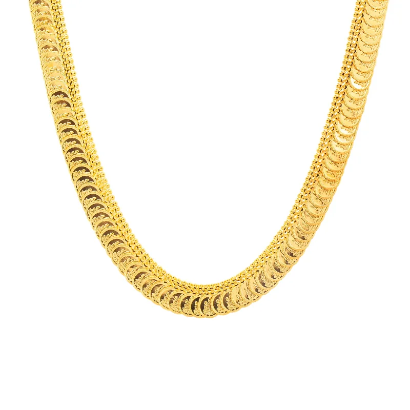 classic wedding set with diamonds 22K Yellow Gold Long Kasu Necklace (77.2gm)