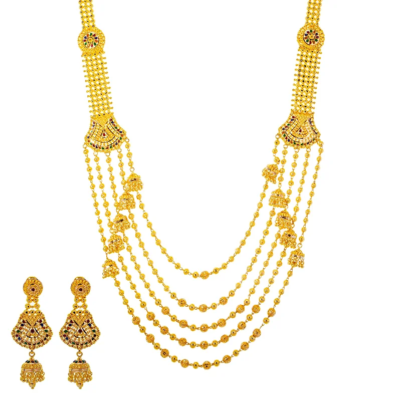 vintage rose gold cameo pendant 22K Yellow Gold Meenakari Jewelry Set (130.1gm)