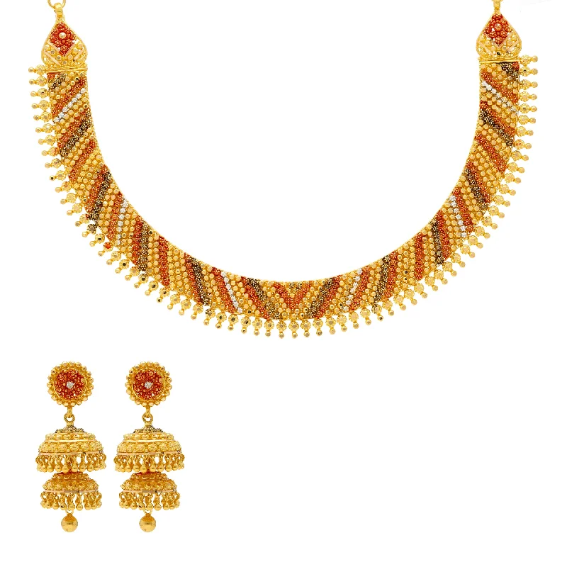 personalized bar necklace silver 22K Yellow Gold Meenakari Jewelry Set (62.3gm)