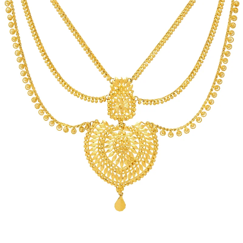 gold plated Cuban link chain 22K Yellow Gold Necklace Set (52.5gm)