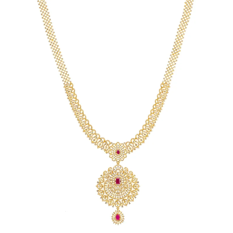 stackable gold bangle set 22K Yellow Gold, Ruby & CZ Necklace (95.4gm)