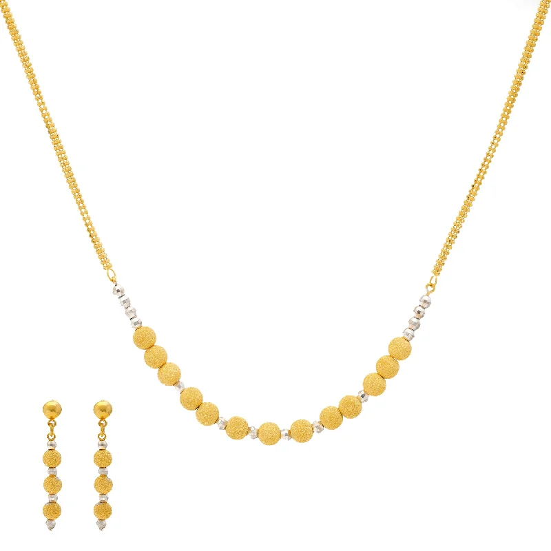 twisted rope gold chain 22K Yellow & White Gold Beaded Jewelry Set (17.4gm)