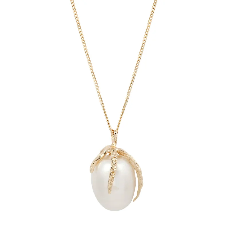 vintage-inspired pearl brooch White South Sea Pearl Gold Necklace