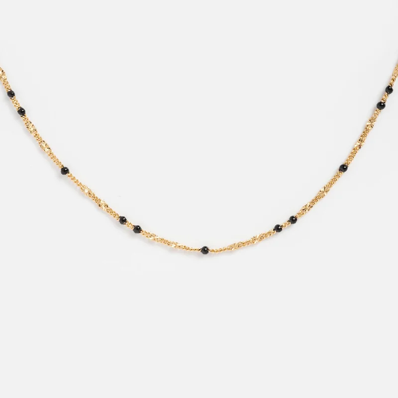 classic diamond solitaire earrings Black Enamel Chain Necklace