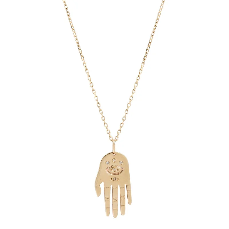 classic cubic zirconia pendant Medium Dharma Hand Necklace