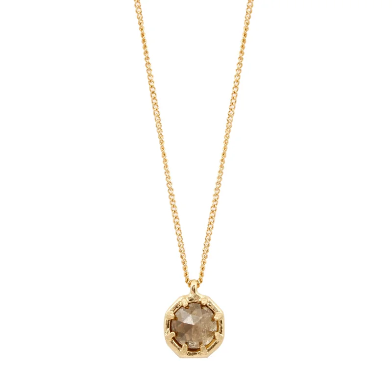 real tourmaline birthstone ring Champagne Diamond Octagon Necklace