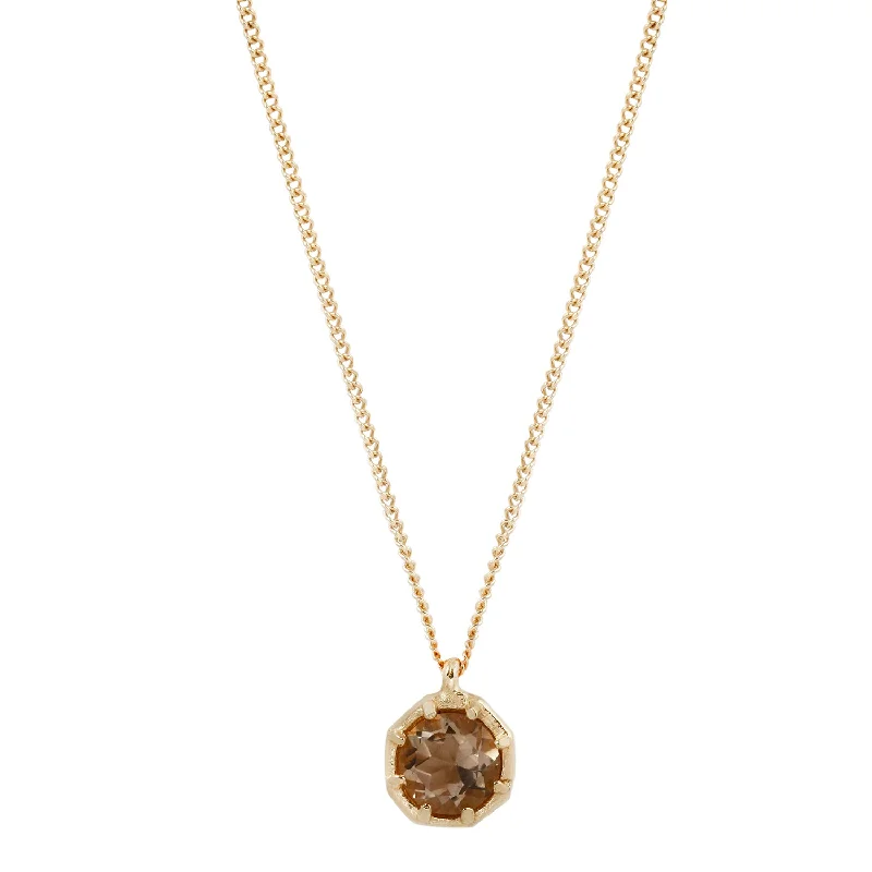 tiny opal stud earrings Champagne Quartz Octagon Necklace