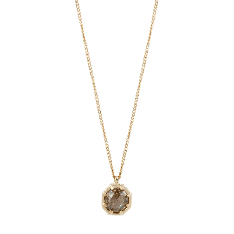 simple gold stacking rings Cognac Diamond Octagon Necklace