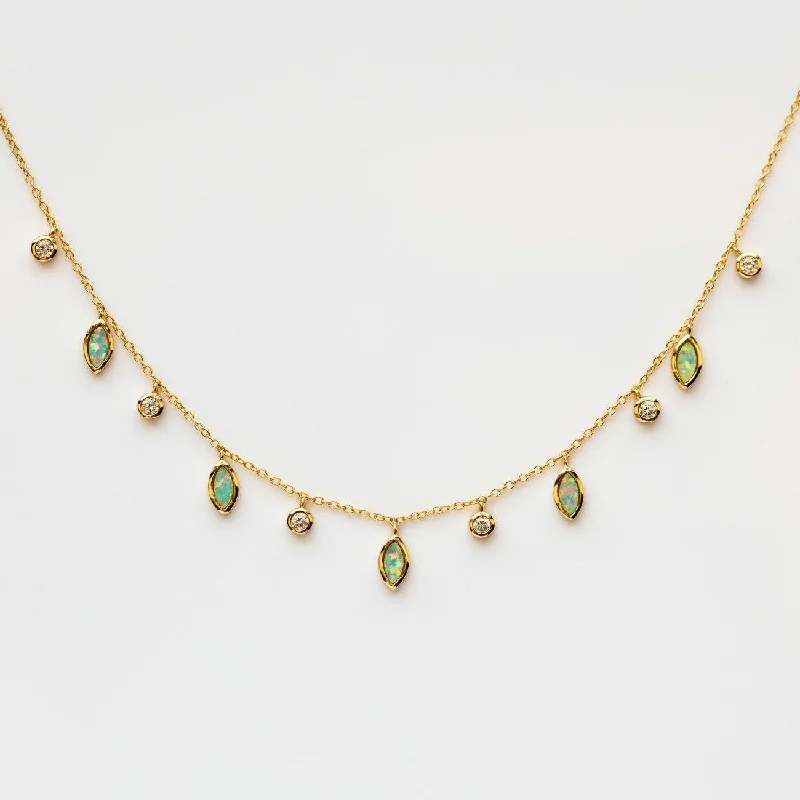 dainty silver hamsa bracelet Drops of Spring Opal Necklace