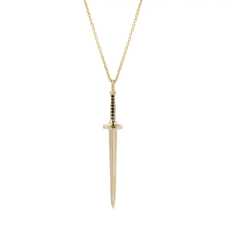 dainty sapphire gemstone bracelet Black Diamond Large Dagger Pendant Necklace
