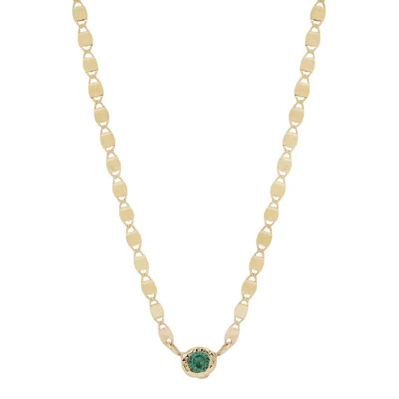 hammered sterling silver band Emerald Spark Disc Necklace