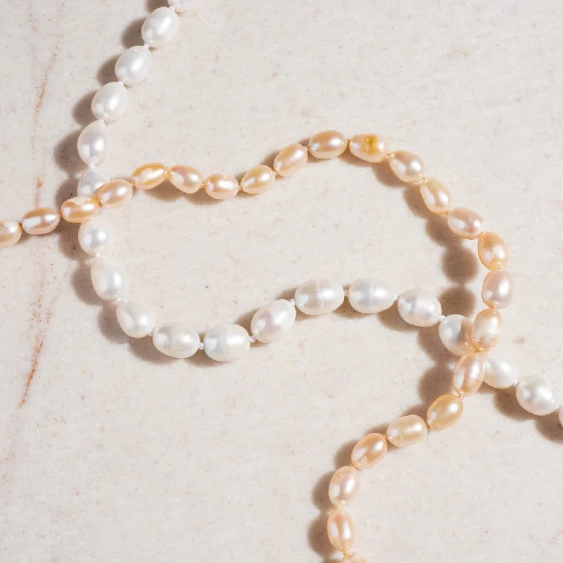 minimalist gemstone stud earrings Freshwater Pearl Knotted Necklace