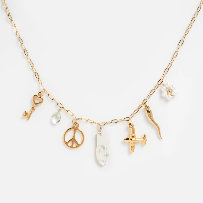 gemstone teardrop earrings Goals Charm Necklace