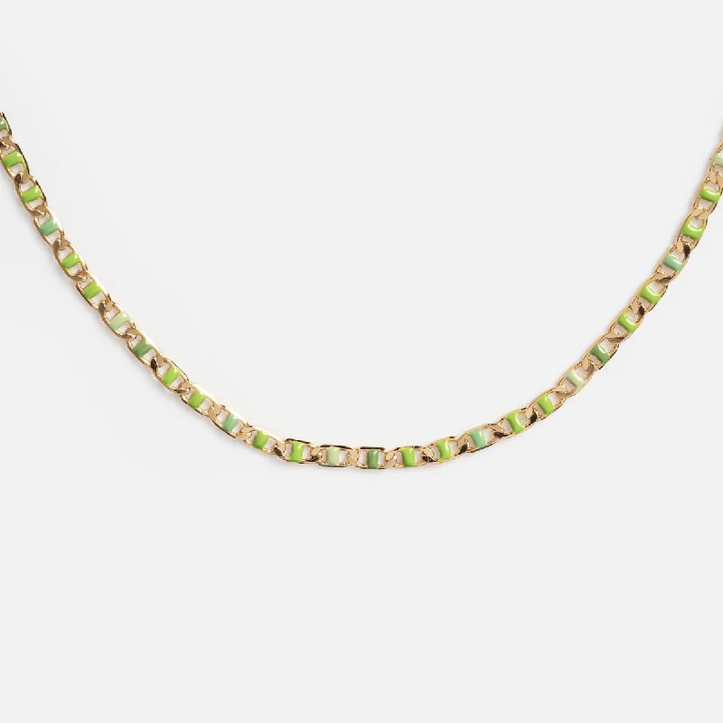 sapphire engagement ring halo Green Enamel Chain Necklace
