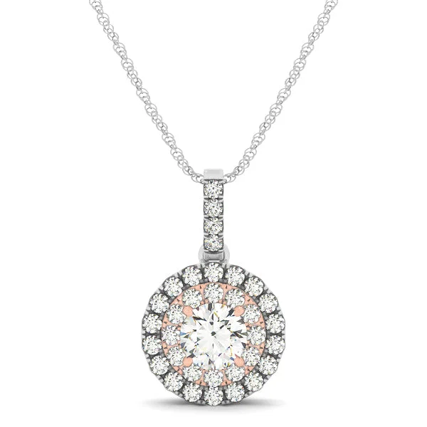 elegant pearl bridal set Halo Diamond Pendant