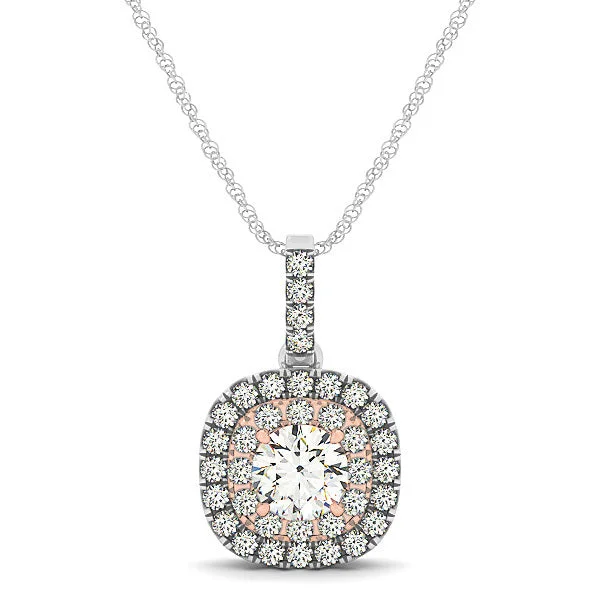 vintage gold engagement ring Halo Diamond Pendant