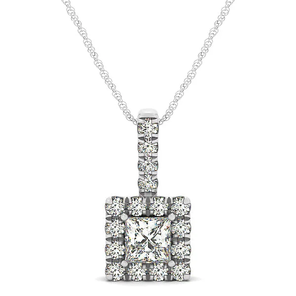 sterling silver lotus ring Halo Diamond Pendant
