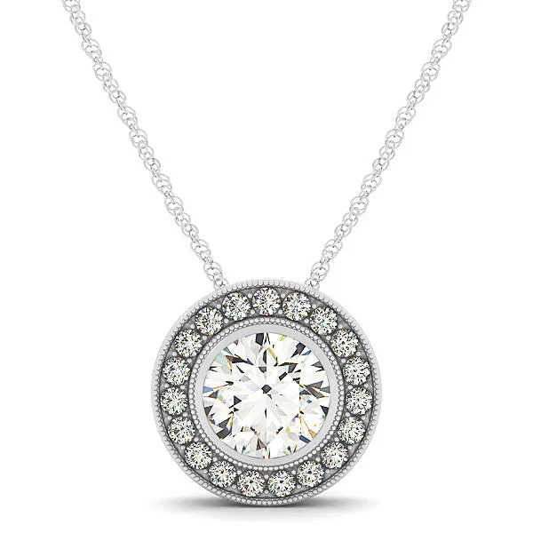 adjustable gemstone choker Halo Diamond Pendant