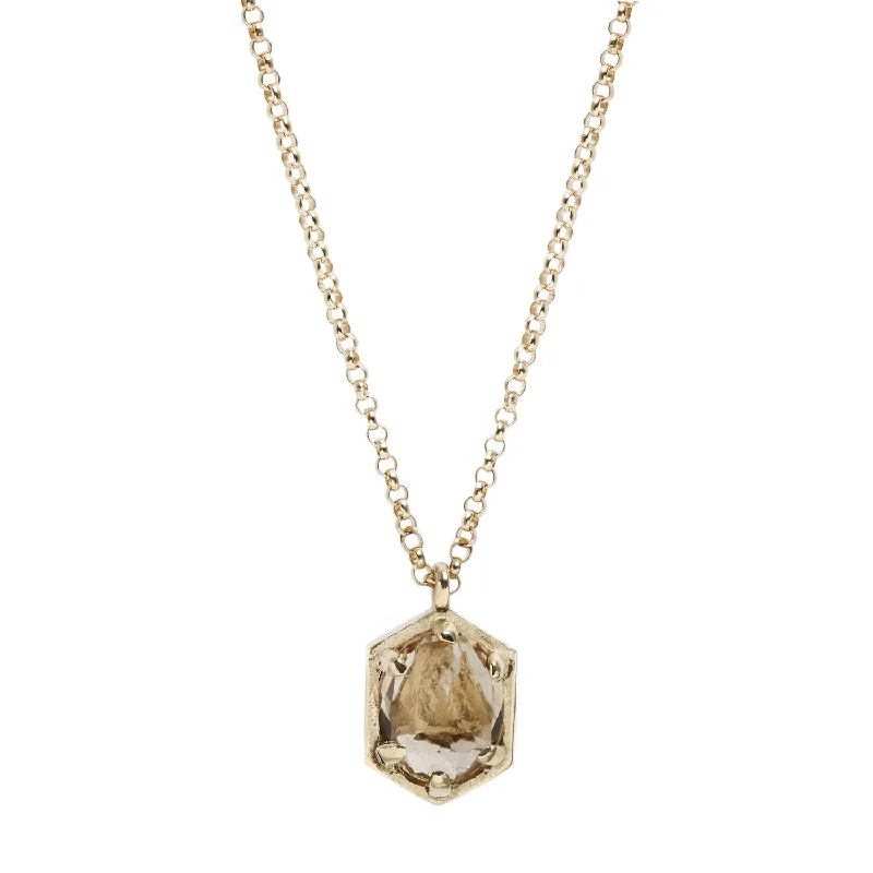 handmade silk thread earrings Hexagon Champagne Necklace