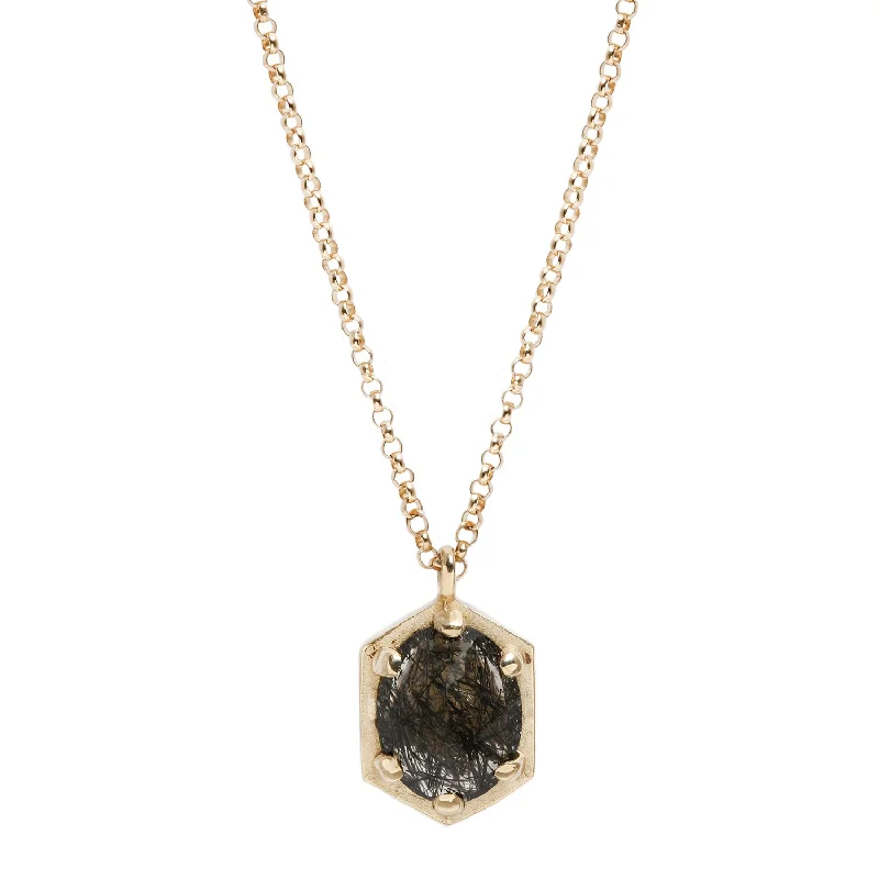 birthstone stacking rings set Hexagon Oval Necklace