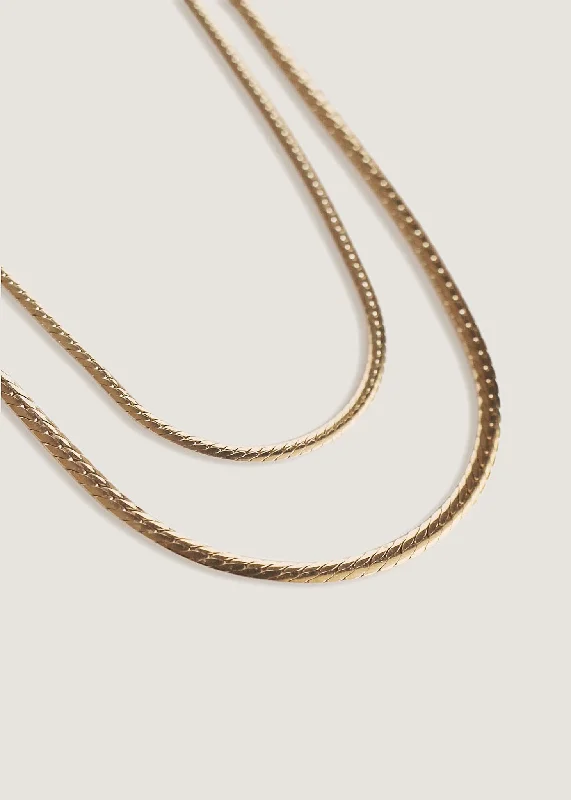 minimalist stacking rings set Kennedy Herringbone Chain Necklace