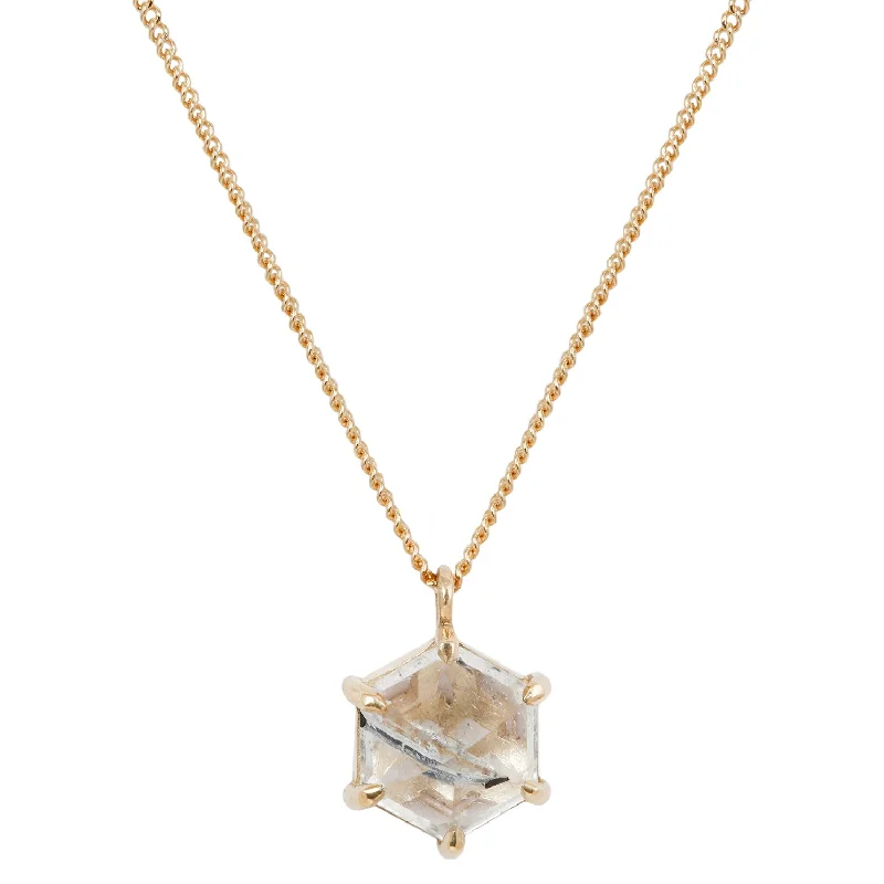 custom initial pendant necklace Large Quartz Hexagon Necklace