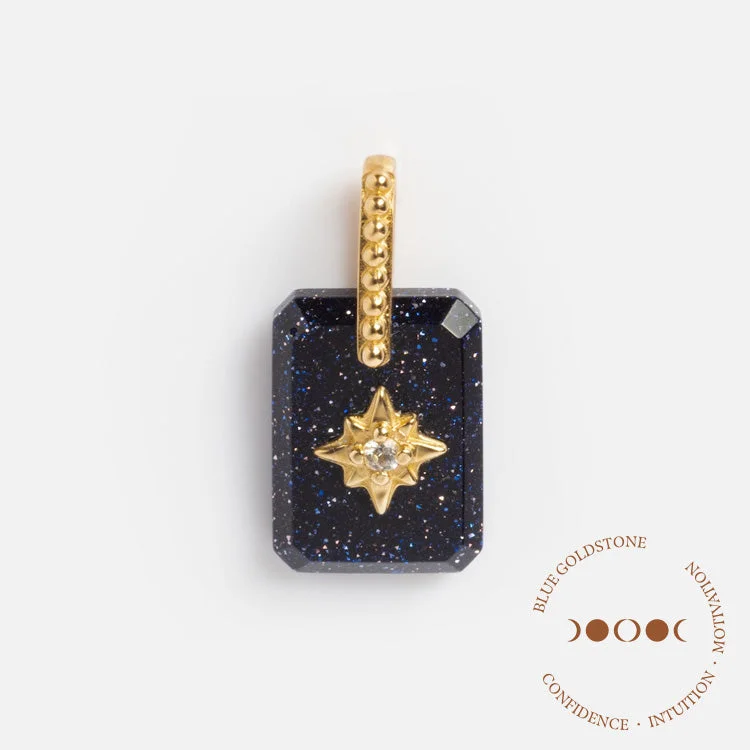crystal drop earrings elegant Limited Edition Solid Gold Crystal Amulet Charm for Manifestation in Blue Goldstone