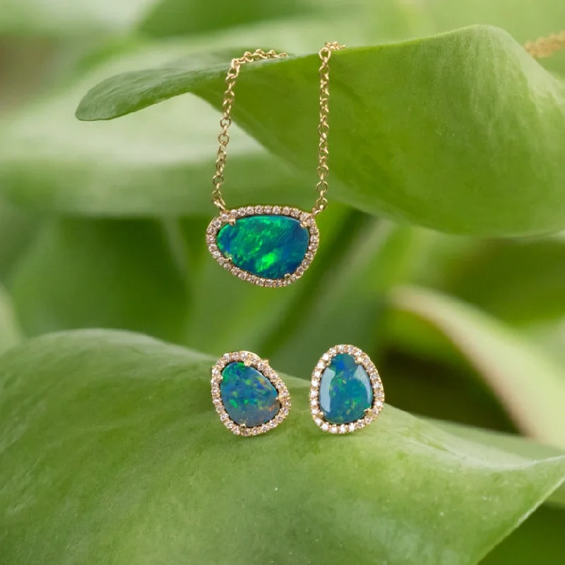 celestial constellation necklace silver Opal and Diamond Halo Earrings and Necklace 14k Yellow Set- Set C celestial constellation necklace silver Opal and Diamond Halo Earrings and Necklace 14k Yellow Set- Set C