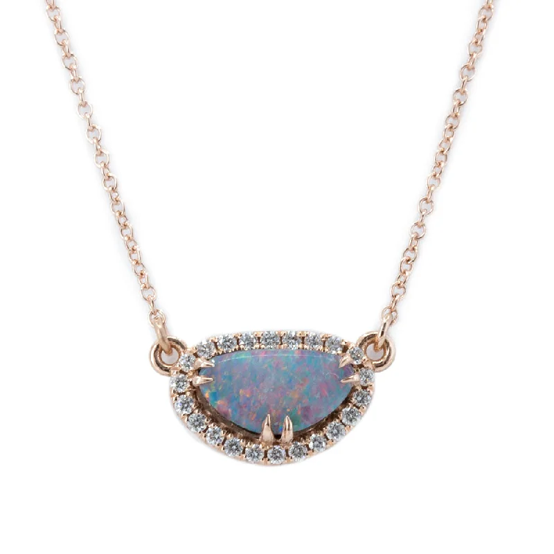 simple sapphire wedding band Opal and Diamond Halo Necklace in 14k Rose Gold, 9.30x5.10mm simple sapphire wedding band Opal and Diamond Halo Necklace in 14k Rose Gold, 9.30x5.10mm