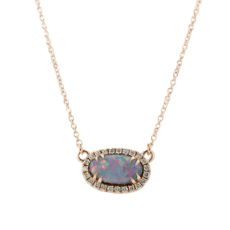 cubic zirconia stud earrings classic Opal and Diamond Halo Necklace in 14k Rose Gold, 9.40x5.35mm cubic zirconia stud earrings classic Opal and Diamond Halo Necklace in 14k Rose Gold, 9.40x5.35mm