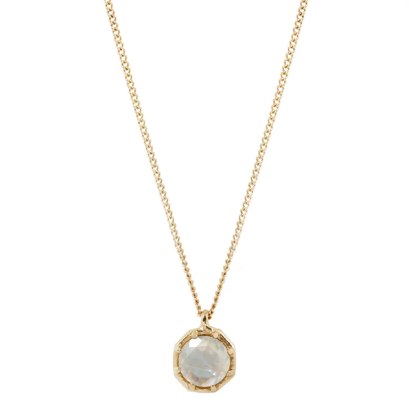 white gold infinity ring Rainbow Moonstone Octagon Necklace
