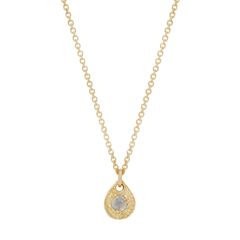 hammered silver pendant necklace Diamond Drop Necklace