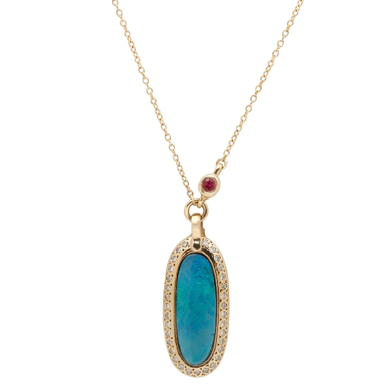 minimalist threader earrings gold Simone Opal Pendant Necklace