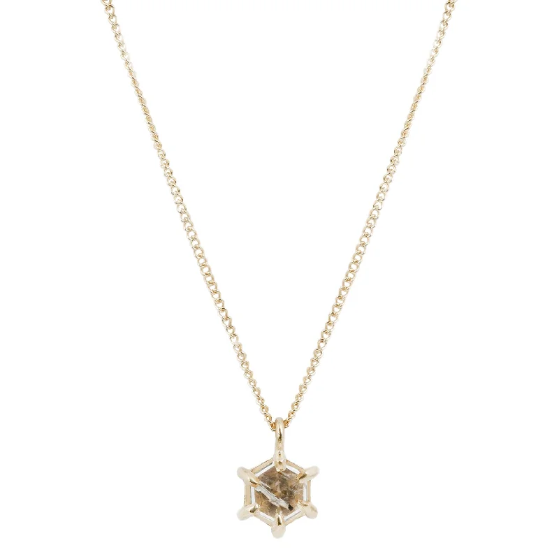 minimalist wedding band set Small Quartz Hexagon Necklace