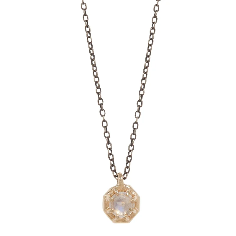 minimalist gold crescent moon necklace Small Moonstone Octagon Necklace