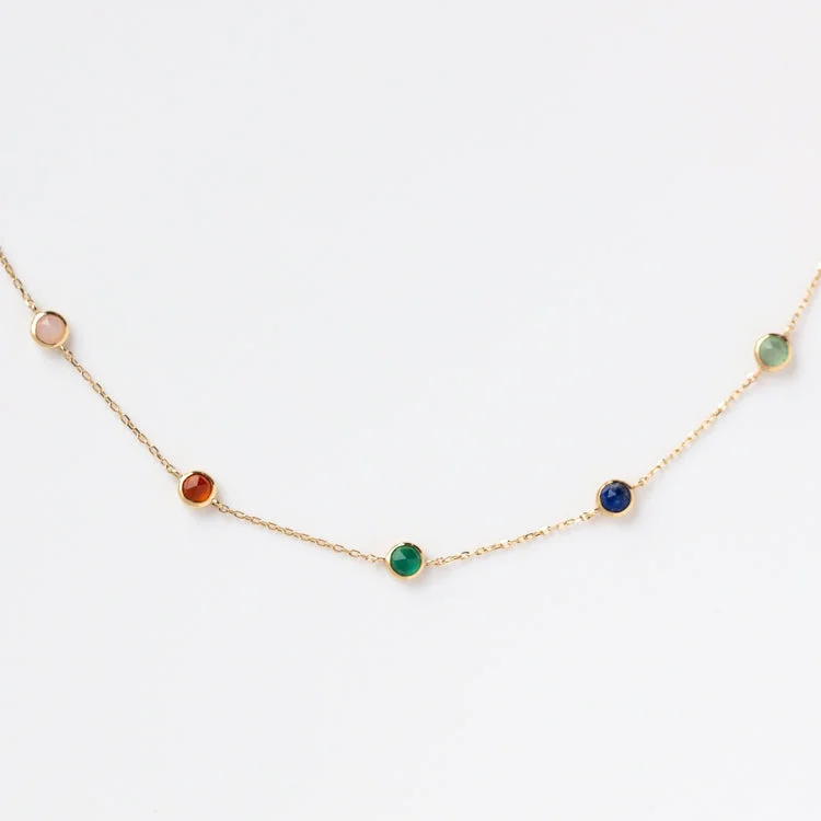 handcrafted opal inlay ring Solid Gold Chakra Necklace