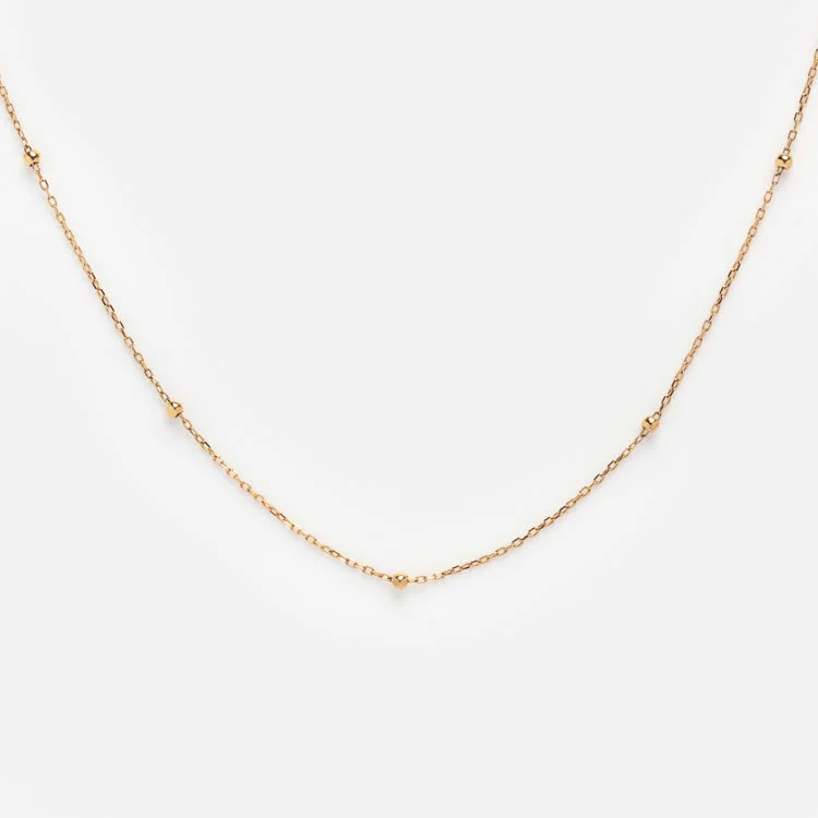 wedding band with diamonds Solid Gold Classic Beaded Chain