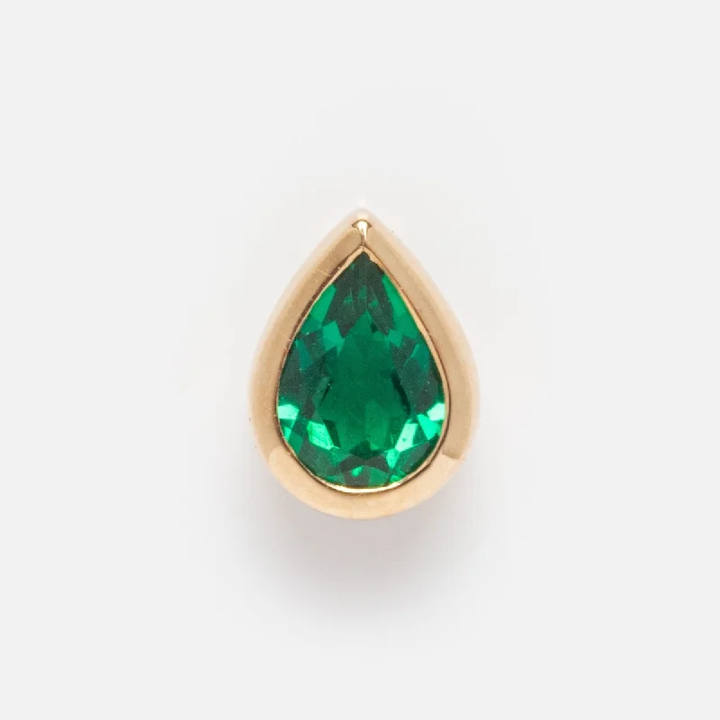 minimalist gold bracelet thin Solid Gold Pear Gemstone Slider Charm