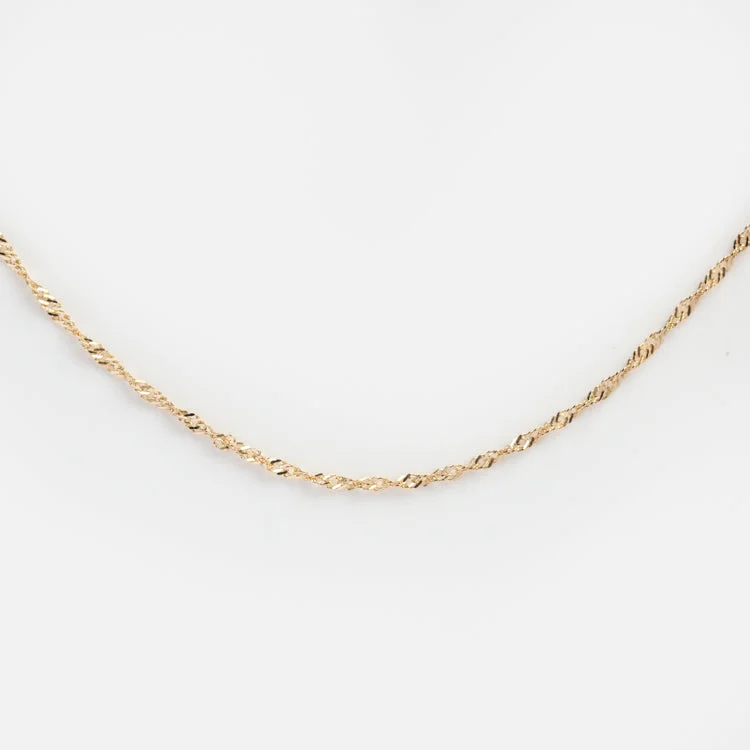 dainty gold chain ring Solid Gold Twisted Chain Necklace