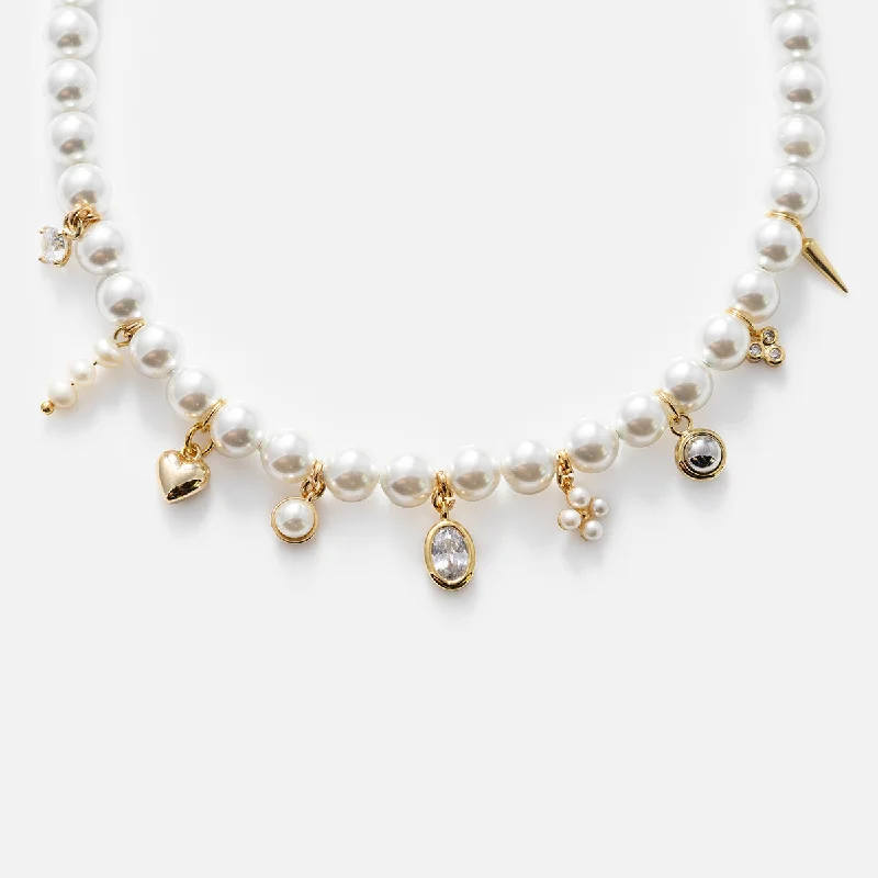 pearl and silver bracelet Stephanie's Charms Necklace