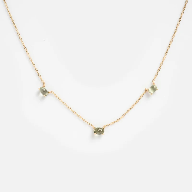 aquamarine and diamond wedding ring Triple Green Sapphire Necklace