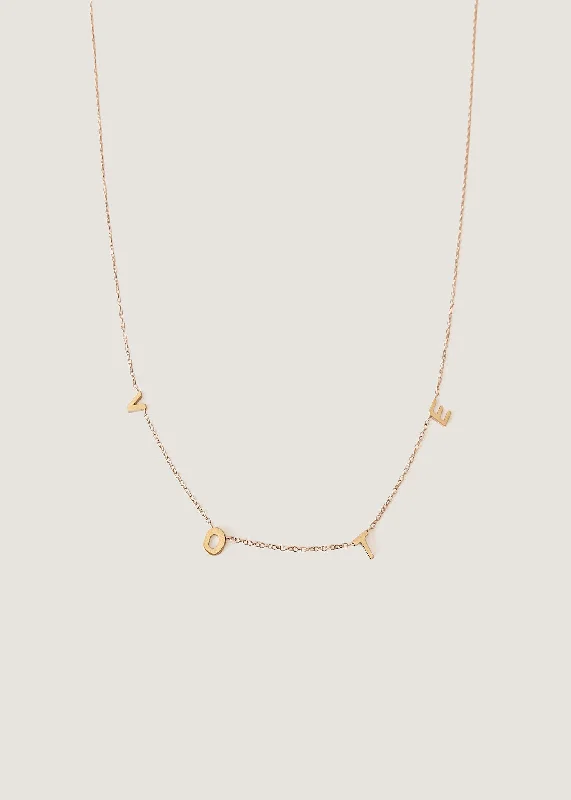 silver wave ring dainty Vote Initial Necklace Gold