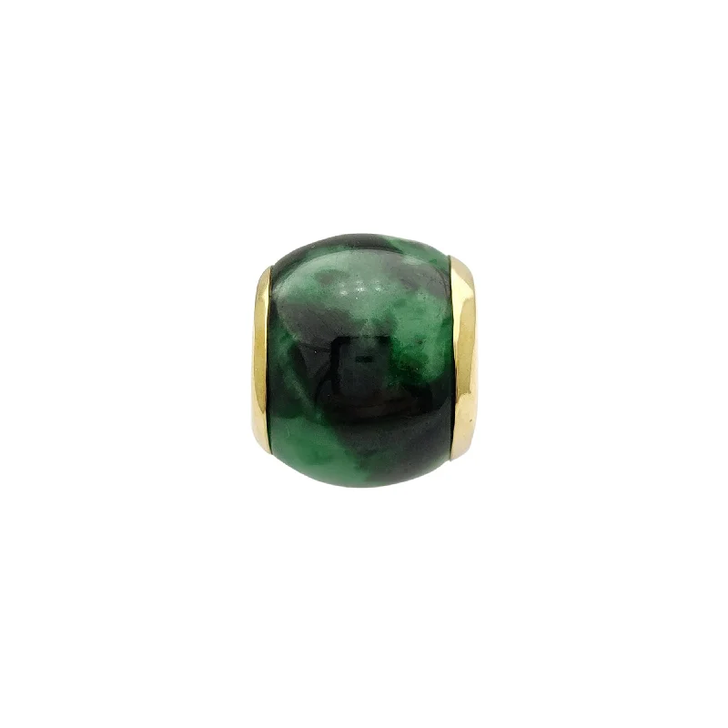 boho beaded statement necklace [10 mm] Dark Green Jade Barrel Bead Pendant (14K)